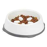IRIS USA 4 Cups Slow Feeder Dog Bowl, Anti-Choking, Anti-Slip, Easy to Clean, Interactive Puzzle Toy, Healthy Digestion, Short snouted, Dogs Cats & Other Pets, BPA, PVC, Phthalate Free, White/Gray