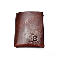 LeatherBrick Die Cut Wallet with Button Coin Pocket | Pure Leather Wallet | Handmade Leather Wallet | Crazy Horse Leather | Natural Brown Color