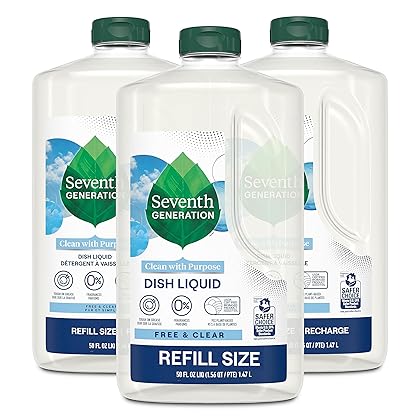 Seventh Generation Hand Dish Wash Refill, Free & Clear, 3pk 50z