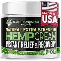 Extra Strength Hemp Cream, Natural Hemp Oil Extract Cream for Discomfort in Knees, Joint, Back and Elbow with Arnica, MSM, Emu, Turmeric