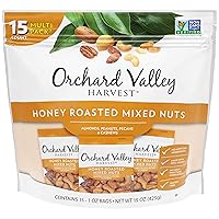 Honey Roasted Mixed Nuts, 1 Ounce Bags (Pack of 15), Almonds, Peanuts, Pecans, and Cashews, Gluten Free, Non-GMO, No Artificial Ingredients