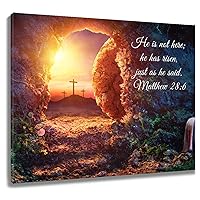 LB Christ Jesus Wall Art Crucifixion at Sunrise Empty Tomb Canvas Prints Wall Art for Living Room Easter Wood Framed Wall Art for Bedroom Bathroom Kitchen Office Wall Decor,24Wx16L inch