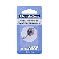 Beadalon Flat Memory Wire End Cap, 0.19 in x 0.15 in, 5 mm x 4 mm/Silver Plated, 10 pc