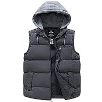 wantdo Men's Quilted Winter Vest Thicken Sleeveless Jacket with Detachable Hood