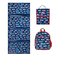 Wildkin Kids 12 Inch Backpack and Lunch Bag Bundle with Vinyl Nap Mat (Transportation)