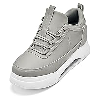 CALTO Men's Invisible Height Increasing Elevator Shoes - Chunky Elevated Platform Sneakers - 3.2 Inches Taller