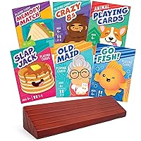 LotFancy Card Games for Kids, 6 Decks & Large Card Holder, Include Go Fish, Old Maid, Crazy Eights, Memory Match, Slap Jack, Animal Playing Cards