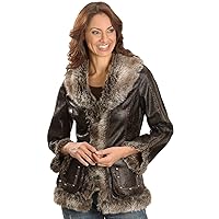 Women's Faux Leather and Fur Jacket - 8013