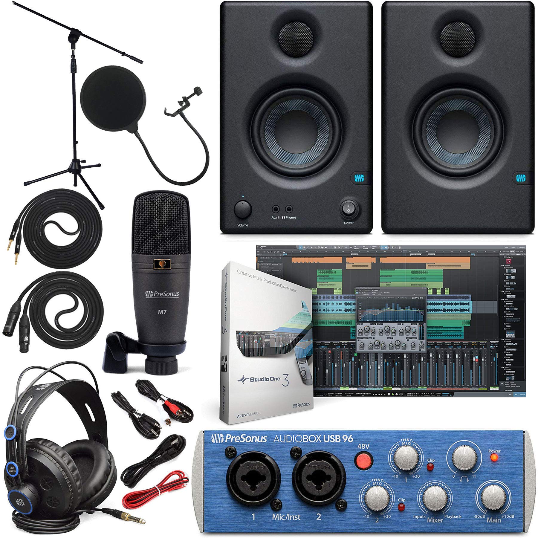 Mua Presonus AudioBox 96 Audio Interface (May Vary Blue or Black) Full  Studio Bundle with Studio One Artist Software Pack w/Eris  Pair Studio  Monitors and 1/4” TRS to TRS Instrument Cable