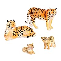 Terra by Battat- 4 pc Tiger Family - Plastic Toy Tiger Safari Animals for Kids 3 years +