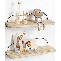 Nursery Floating Shelves for Wall, Cute Kids Baby Bedroom Shelf Nursery Wall Decor, Wooden Rack with Wave Curve Line Minimalism Simple Geometry Design, Easy to Install, Set of 2
