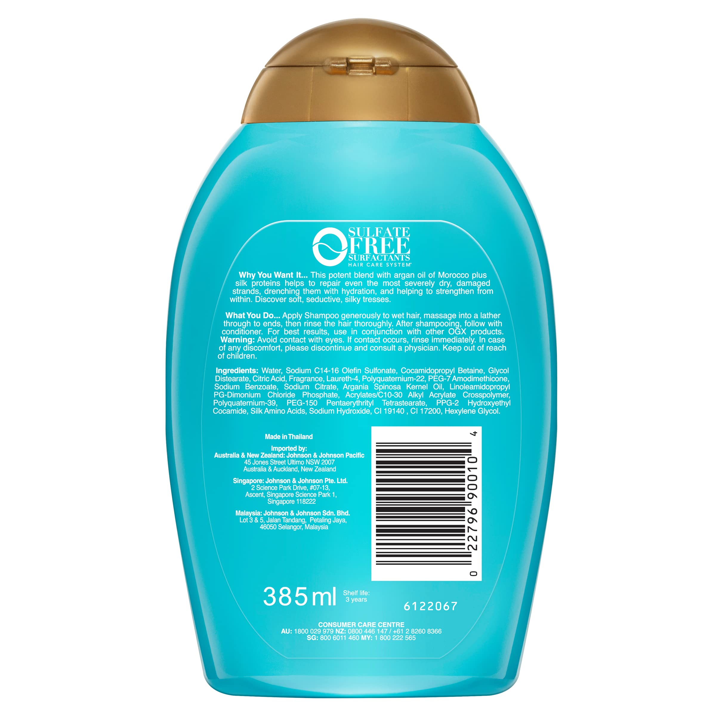 OGX Extra Strength Hydrate & Repair + Argan Oil of Morocco Shampoo for Dry, Damaged Hair, Cold-Pressed Argan Oil to Moisturize & Smooth, Paraben-Free, Sulfate-Free Surfactants, 13 fl oz