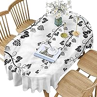 Vine Polyester Oval Tablecloth,Grapes with Twigs Swirl Botany Pattern Printed Washable Indoor Outdoor Table Cloth,60x120 Inch Oval,for Buffet Banquet Parties Event Holiday Dinner