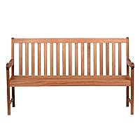 Milano 5-Feet Patio Bench | Eucalyptus Wood | Ideal for Outdoors and Indoors, Light Brown