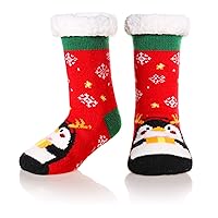 Kids Slipper Socks Boys Girls Fuzzy Non Slip Winter Fleece Lined Warm Cozy Christmas Thick Fluffy Socks