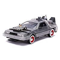 JADA TOYS, Back to The Future Part III: Time Machine with Light-up 1:24 Scale Vehicle, Unisex Adult Silver