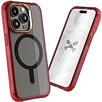 Ghostek Covert Clear Apple iPhone 15 Pro Case MagSafe - Transparent Silicone Shockproof Cover, Compatible with Magnetic MagSafe (6.1 Inch, Red)