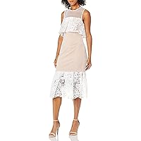 Women's Serenity Lace Popover Sleeveless Midi Ruffle Hem Dress