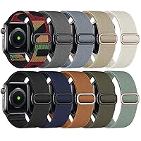 TreasureMax 10Pack Stretchy Solo Loop Sport Band Compatible with Apple Watch Bands 38mm 40mm 44mm 41mm 42mm 45mm 49mm Women Men Elastic Braided Nylon Straps for IWatch Series Ultra 8/7/6/SE/5/4 3/2/1