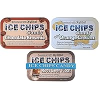 ICE CHIPS Candy 3 Pack Assortment (Chocolate Brownie, Orange Cream, Root Beer Float)