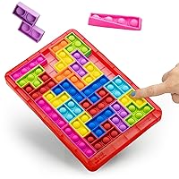 Power Your Fun Pop Puzzle Popper Fidget Game - 27pc Jigsaw Puzzle Game Pop Push It Bubble Sensory Fidget Toys for Learning, Stress Relief Silicone Pop Puzzle Game Board for Kids and Adults (Red)