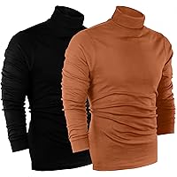 Utopia Wear Spooky Bundle Deal - Pair of 2 X-Large Mens Turtleneck T-Shirts in Classic Halloween Black & Orange