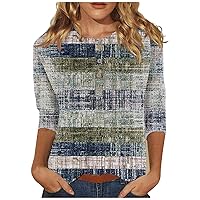 Sexy Blouses, Women's Button Neck Tops Women's Blouses Women's Casual Everyday Tops 3/4 Sleeve V Neck Fashion Print