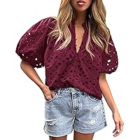 Pretty Garden Womens Hollow Out Lace Embroidered Blouse