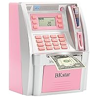 2024 Upgraded ATM Piggy Bank for Real Money Kids Adults with Debit Card, Bill Feeder, Coin Recognition, Balance Calculator, Digital Electronic Savings Safe Machine Box, Hot Gift for Boys Girls