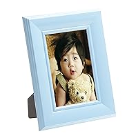 Displays2go Bilderrahmen für Tisch- oder Wandmontage, 10,2 x 15,2 cm, Kunststoff, Hellblau, 4 Stück