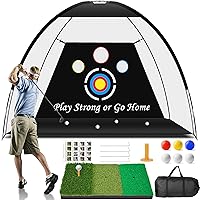 Golf Net, 10x7ft Golf Practice Net with Golf Mat, All in 1 Golf Nets for Backyard Driving Chipping Swing Training - Golf Netting with Archery Target Balls Bag, Golf Gifts for Men