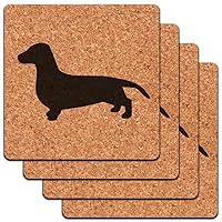 Dachshund Weiner Dog Low Profile Cork Coaster Set