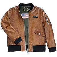 PALALEATHER Men’s Air Force MA-1 Goatskin Leather Flight Bomber Jacket (Five colors available)