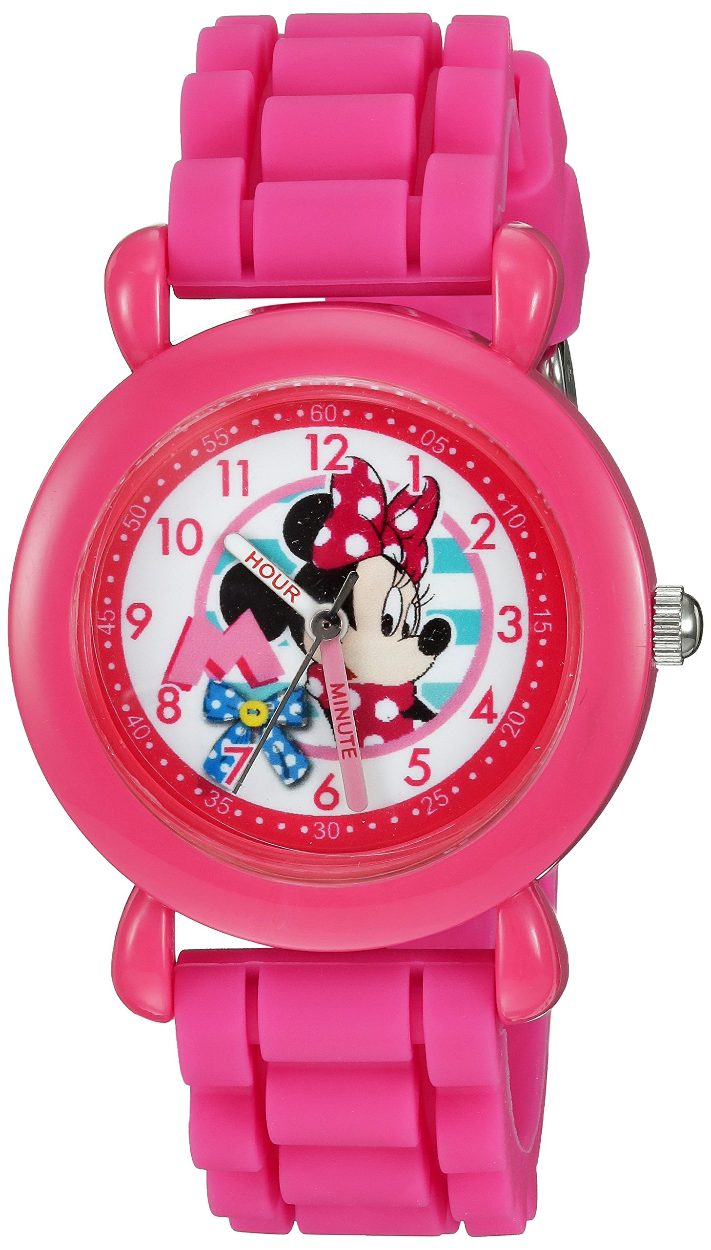 Disney Minnie Mouse Kids' Plastic Time Teacher Analog Quartz Silicone Strap Watch