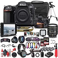 Nikon D500 DSLR Camera (Body Only) (1559) + Nikon 16-80mm Lens + 4K Monitor + Pro Headphones + Pro Mic + 2 x 64GB Cards + Case + Corel Photo Software + Tripod + 3 x EN-EL 15 Battery + More (Renewed)