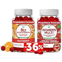 Vitamin B12 and Women's Multivitamin Gummies Bundle - Non-GMO & Vegan Supplement for Energy Support and Bone Health - 100% Daily Value of 16 Essential Vitamins and Minerals - 30 Days Supply