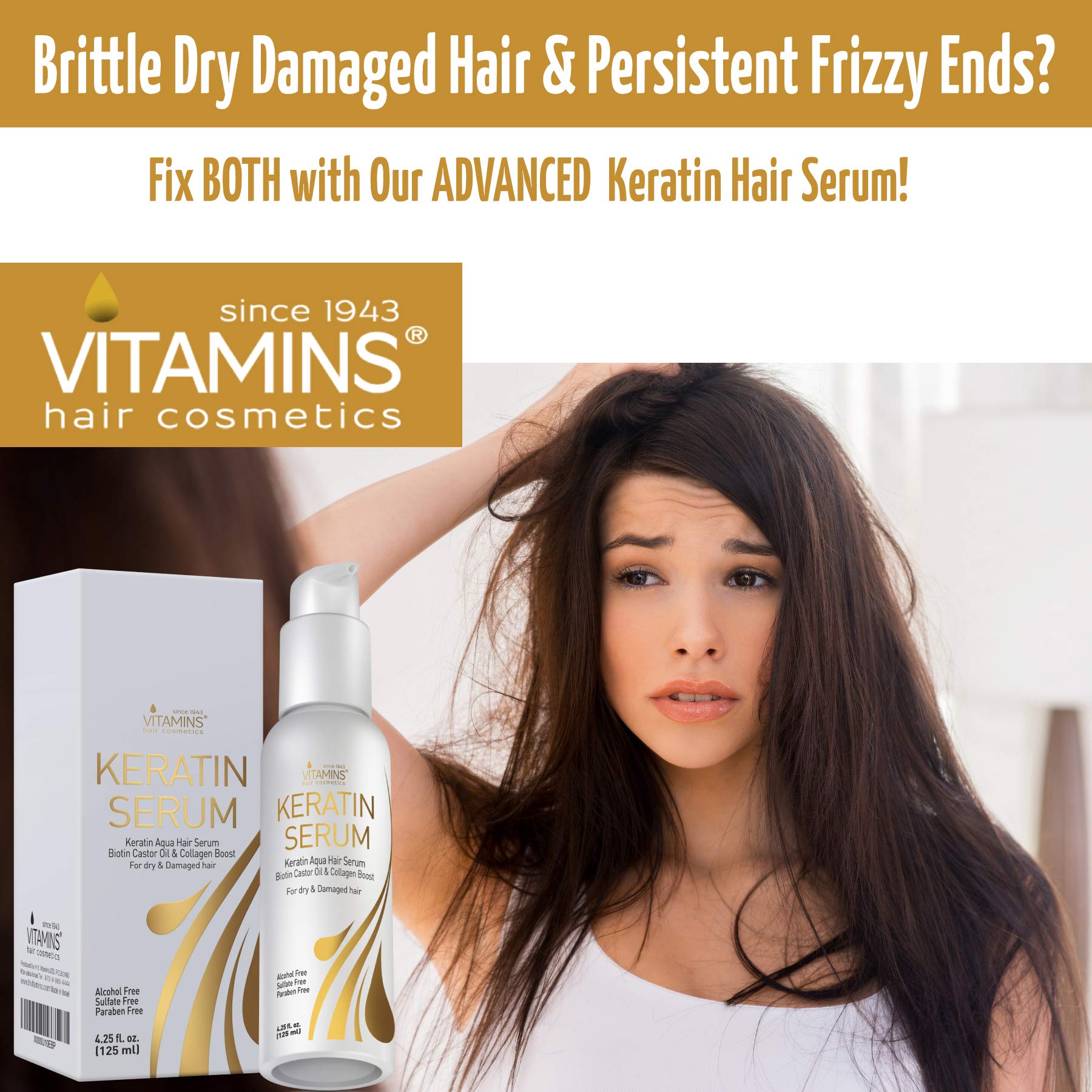 Mua Vitamins Keratin Protein Hair Serum - Biotin Anti Frizz Control Repair  Treatment with Castor Oil for Frizzy Dry Damaged Hair - Straight or Curly  Hair Products - Heat Protectant for Shine