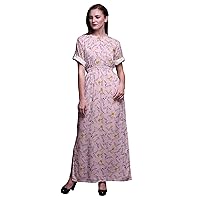 Bimba Rayon Printed Women's Long Maxi Summer Wear Dress Gown with Side Slit