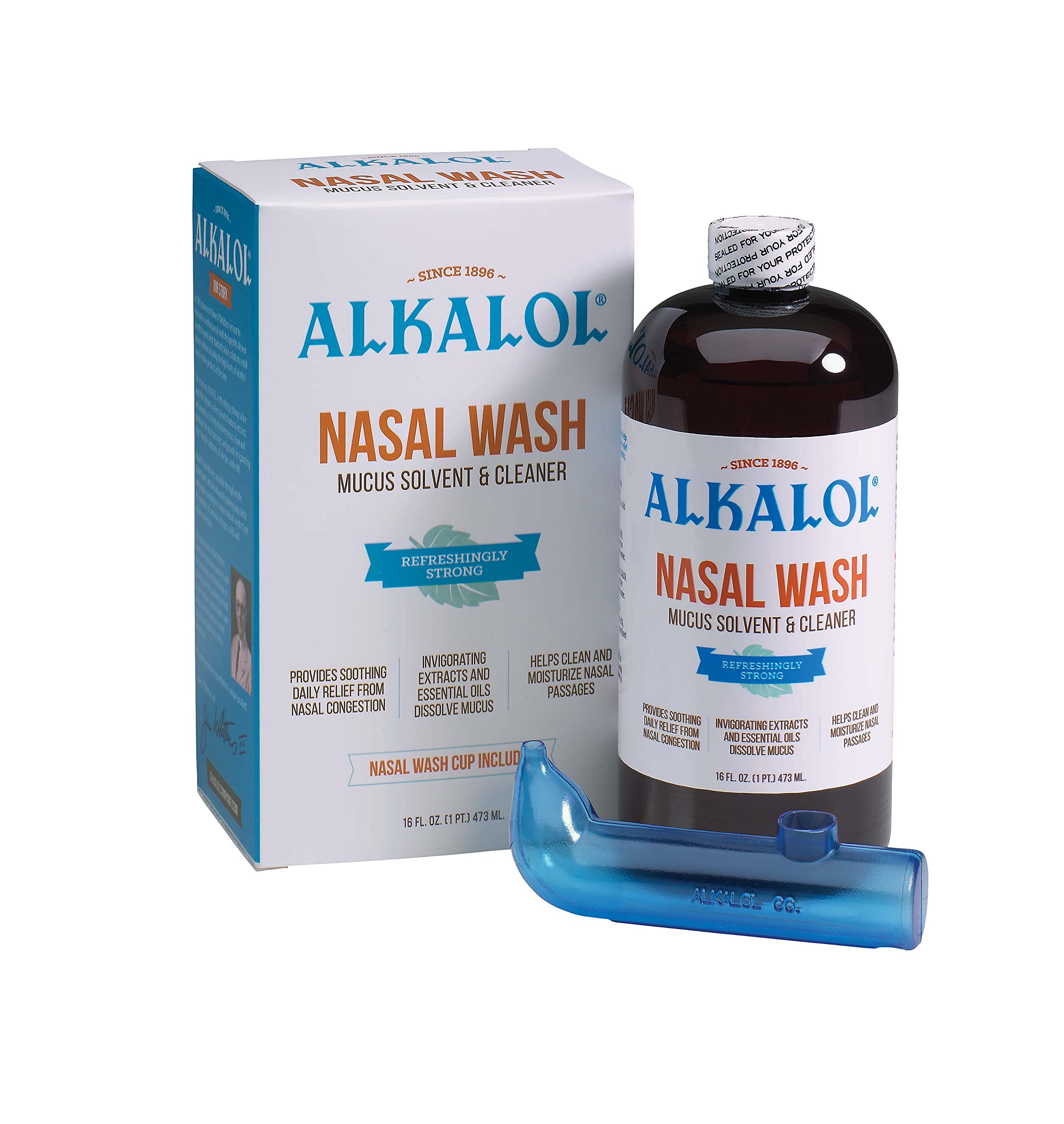 Alkalol - A Natural Soothing Nasal Wash, menthol, 2 Piece Set 1 Count
