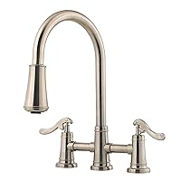 Pfister LG531YPK Ashfield 2-Handle Pull Down Kitchen Faucet in Brushed Nickel, 1.8 gpm