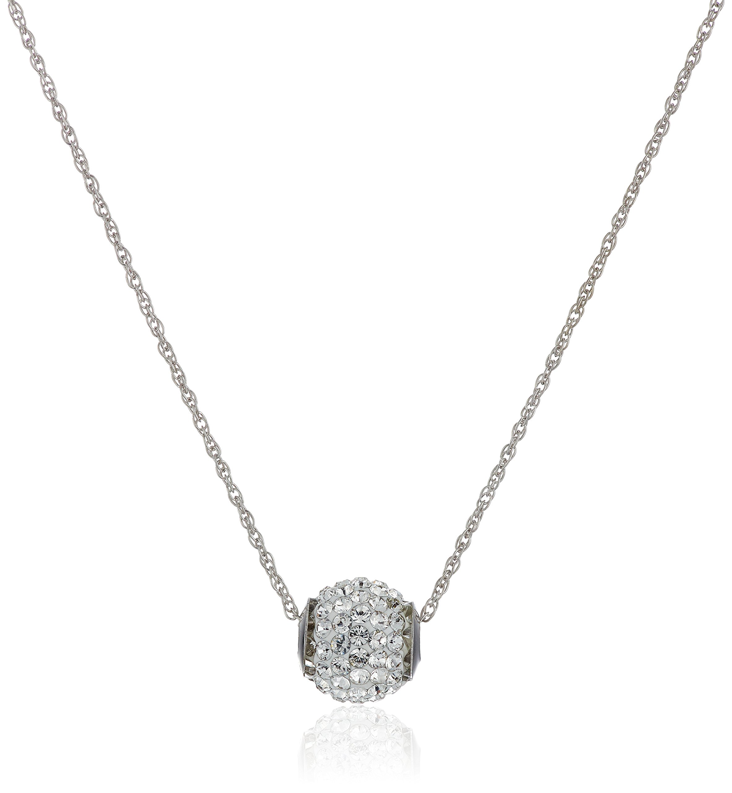 Amazon Collection 10k Crystal Slide Ball Pendant Necklace, 18