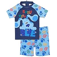 and You Boys Swimsuit Set | Toddlers 2 Piece T-Shirt & Swim Shorts Bundle | Smile with Blue Swimming Costume