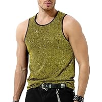 Arjen Kroos Men's Sequin Sleeveless Tank Top Sparkly Rave Metallic T-Shirt