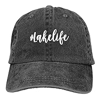 Printed Lake Life Hat Distressed Cotton Adjustable Beach Life Unisex Baseball Cap