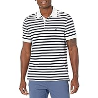 Nautica Men's Classic Fit 100% Cotton Soft Short Sleeve Stripe Polo Shirt