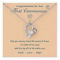 Congratulations On Your First Communion Necklace, Religious Jewelry Women, 1st Communion Gifts, Catholic Girls First Communion Gifts For Confirmation Necklace Teenage Girl With A Meaningful Message Card And Box.