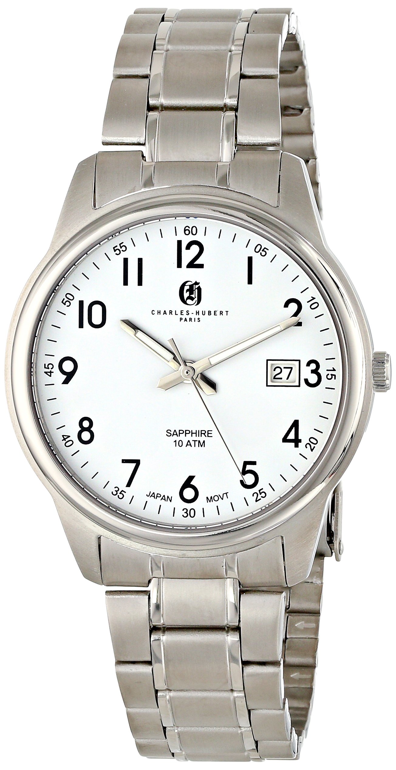 Charles-Hubert, Paris Men's 3956-W Premium Collection Analog Display Japanese Quartz Silver Watch