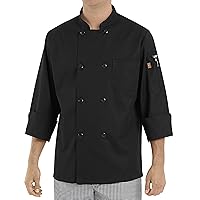 Chef Designs Men's Eight Pearl Button Black Chef Coat