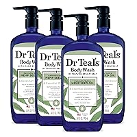 Dr Teal's Body Wash with Pure Epsom Salt, Cannabis Sativa Hemp Seed Oil, 24 fl oz (Pack of 4) (Packaging May Vary)