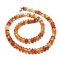 22 inch Long rondelle Shape Smooth Cut Natural Strawberry Quartz 6-7 mm Beads Necklace with 925 Sterling Silver Clasp for Women, Girls Unisex
